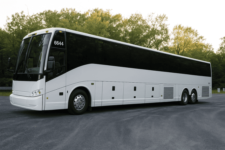 exterior of Charter Bus Rental Evansville coach bus